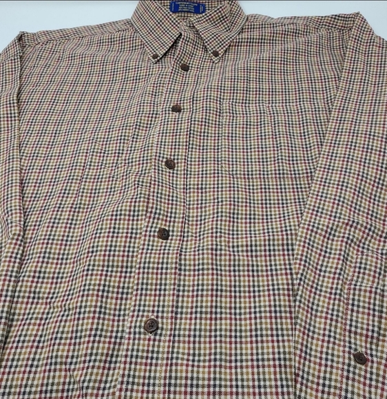 Pendleton Canterbury Cloth Wool Pima Cotton Plaid Flannel Shirt Button Up Red Lg - Picture 7 of 8